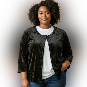 Elegant Black Women's Velvet Blazer